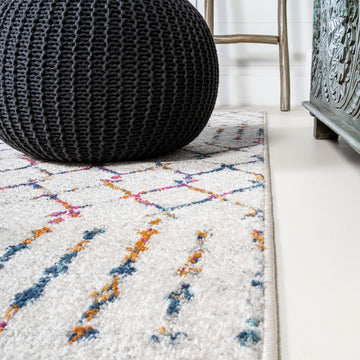 Moroccan Hype Boho Vintage Diamond Area Rug Cream/Multi